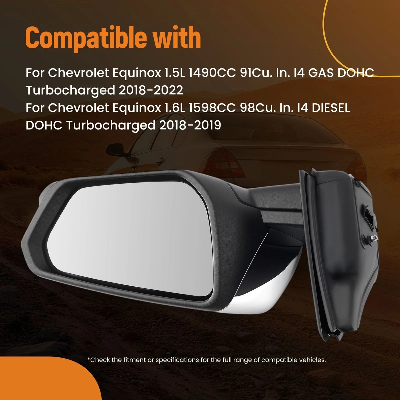 Heated Power Mirror Right for Chevrolet Equinox (2018–2022) Chrome Signal