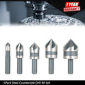 5-Piece Countersink Drill Bit Set for Metals Wood Plastic HSS