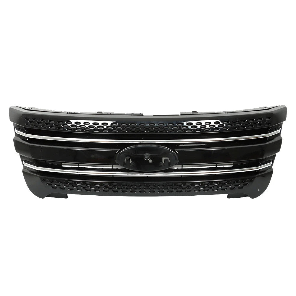 Front Bumper Grille Assembly for Ford Explorer (2011–2015) Glossy Black