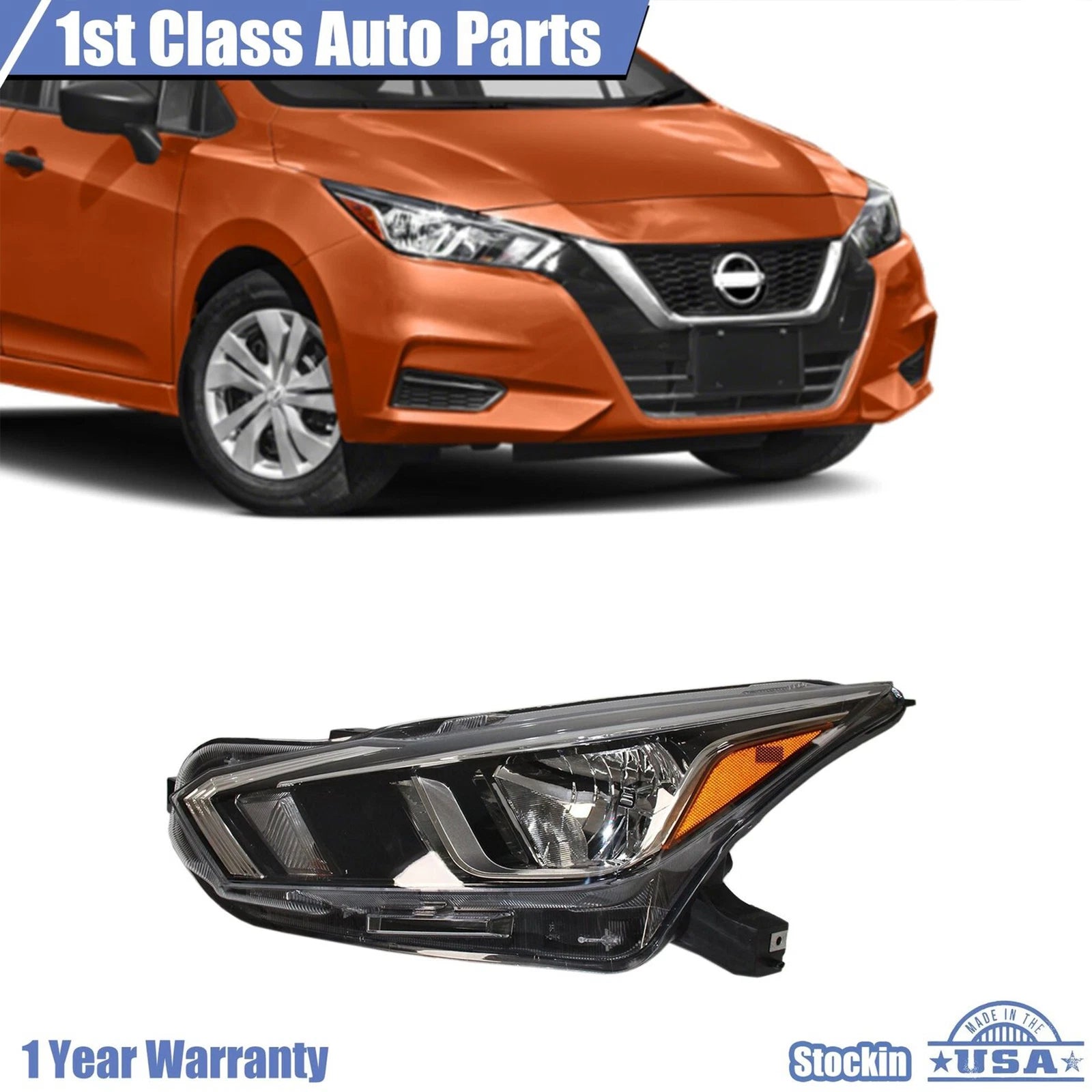 Halogen Headlight Left Driver for Nissan Versa (2020–2021) 26060-5EE0A
