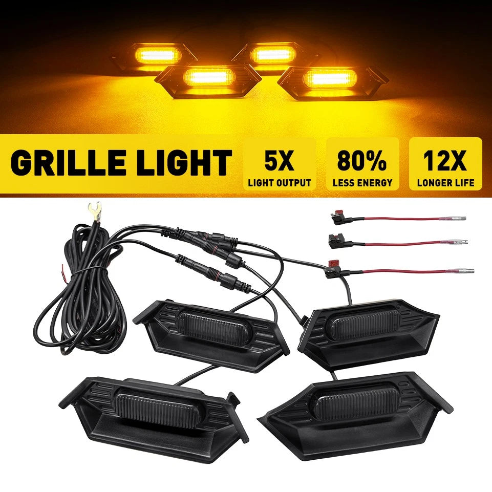4X Front Grill Lights for Tacoma TRD Sport & TRD Off-Road (2024–2025) Smoked Amber