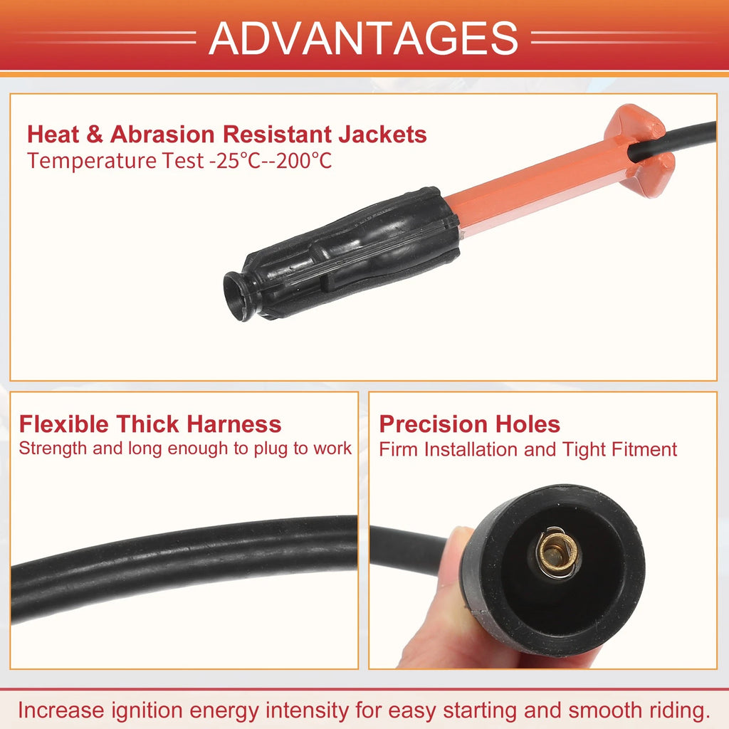Set of 4 Spark Plug Wire Ignition Coil Cables No. 1101591818 for Mercedes-Benz C220 