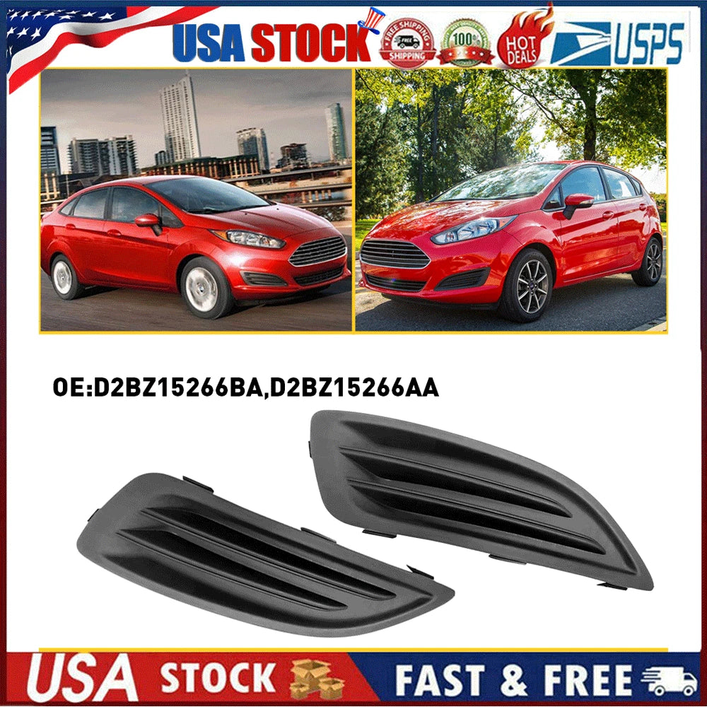 Pair Front Bumper Fog Light Lamp Covers for Ford Fiesta (2013â2016)