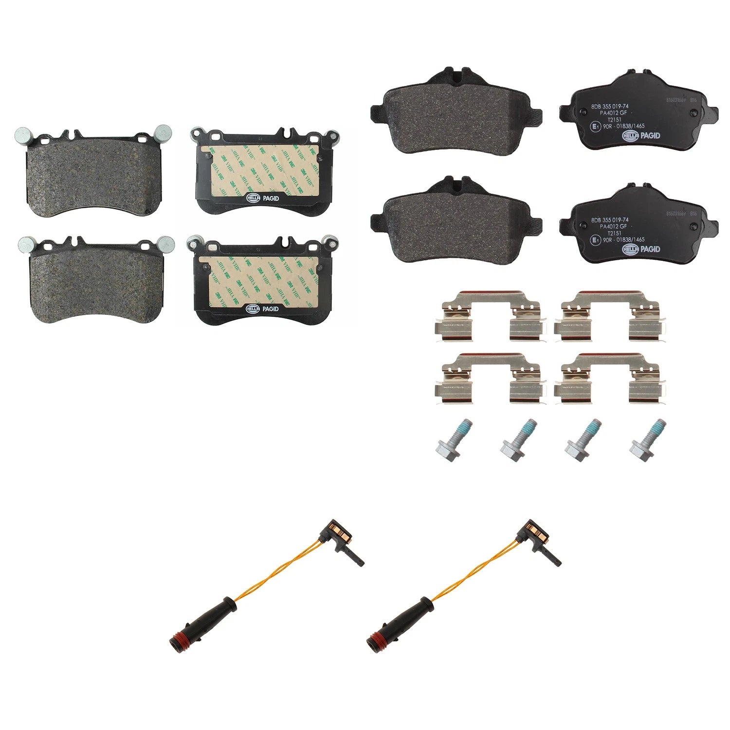 Hella Disc Brake Pad Kit w/ 96mm Sensors for Mercedes R172 SLK55 AMG (2012–2016)