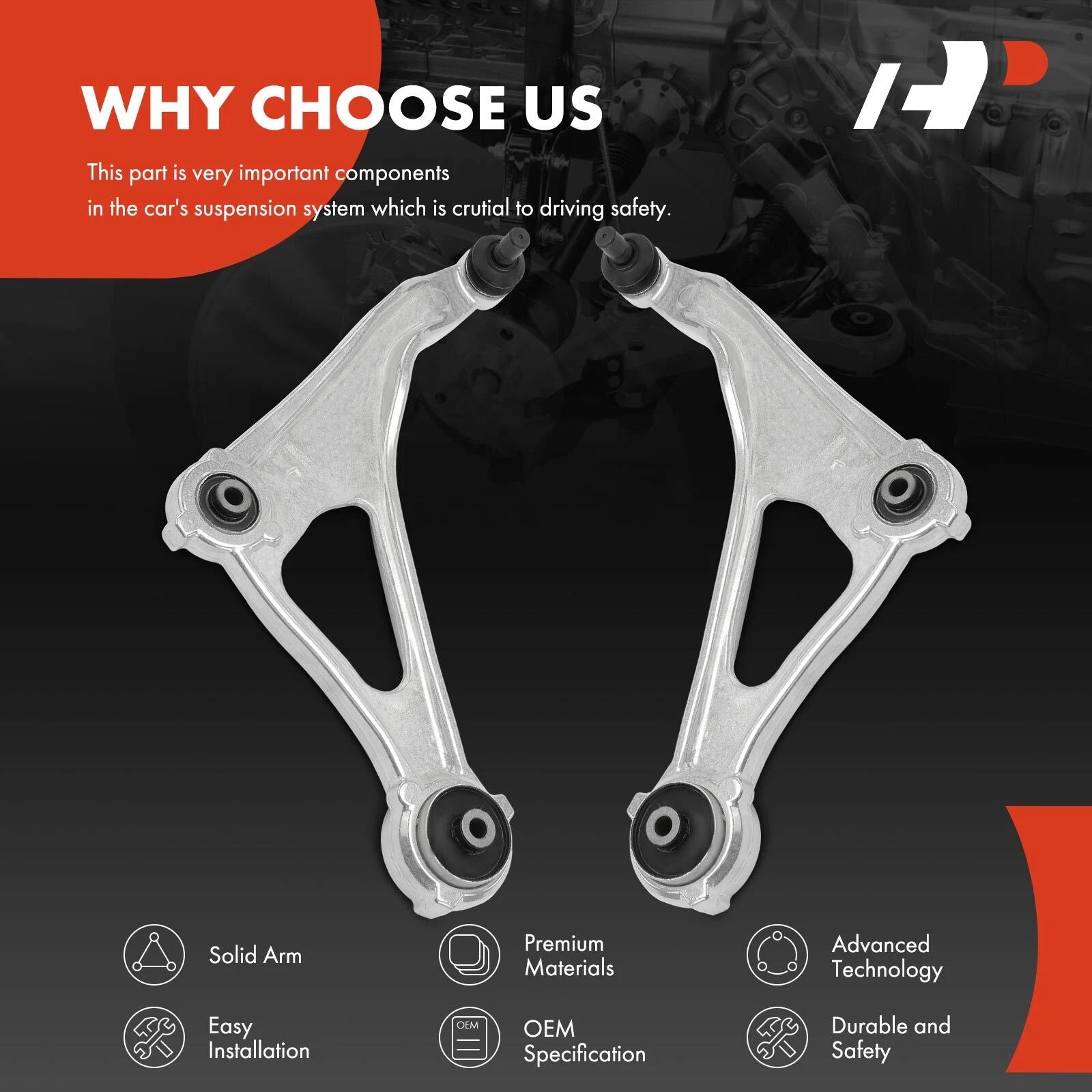2X Front Lower Control Arm & Ball Joint for Nissan Altima (2015-2018)