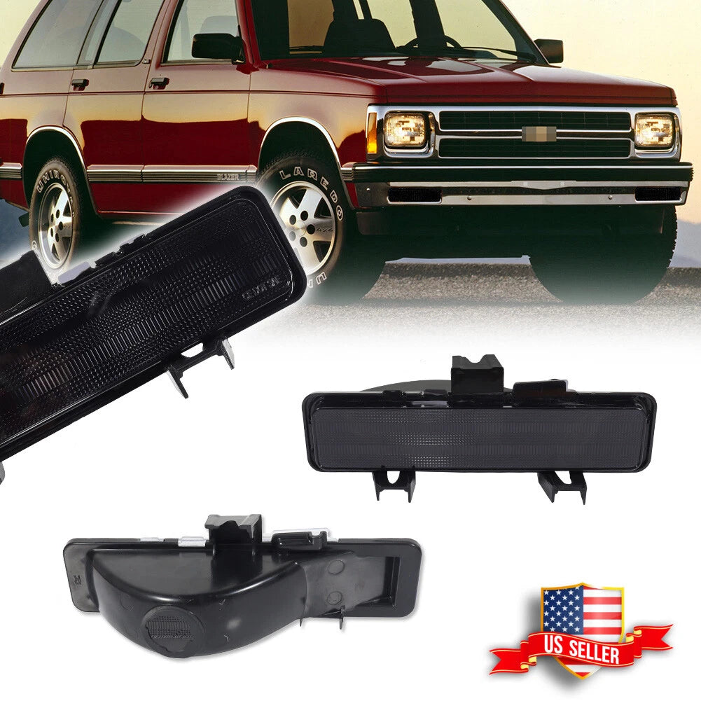 Smoked Front Bumper Parking Signal Lights for Chevy S-10 / GMC S-15 (1983–1993)