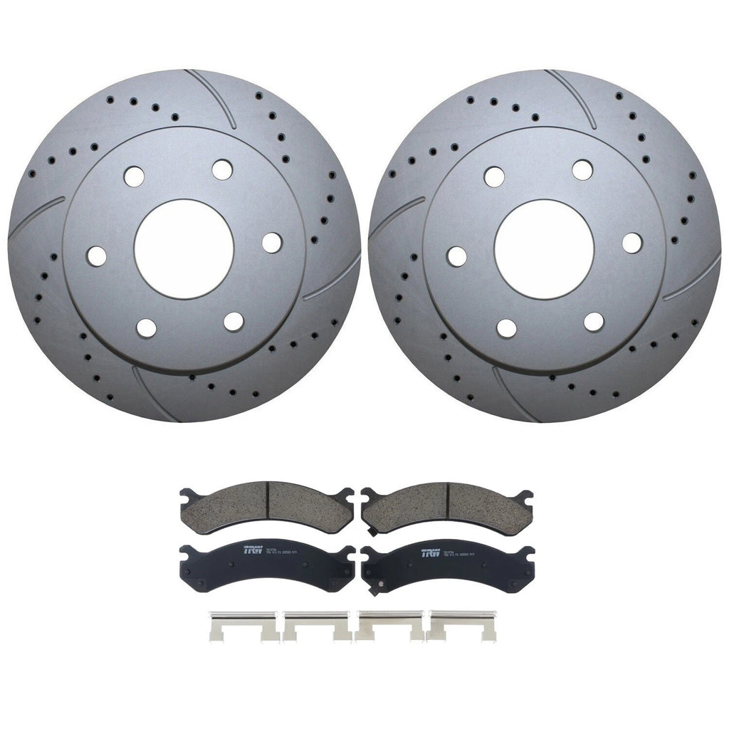 Front Brake Kit 305mm Drilled Rotors TRW Ceramic Pads for Silverado Sierra 1500 (2014–2019)