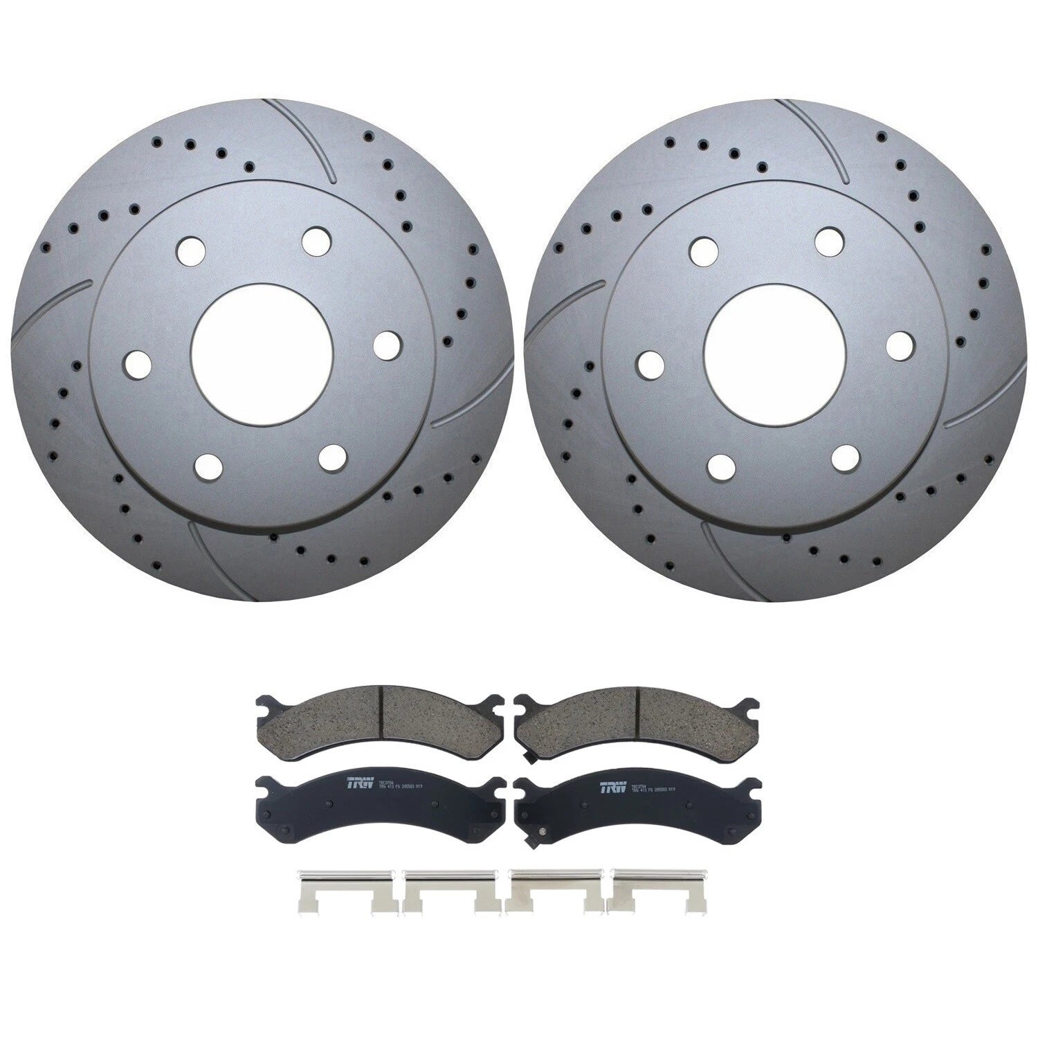 Front Brake Kit 305mm Drilled Rotors TRW Ceramic Pads for Silverado Sierra 1500 (2014–2019)