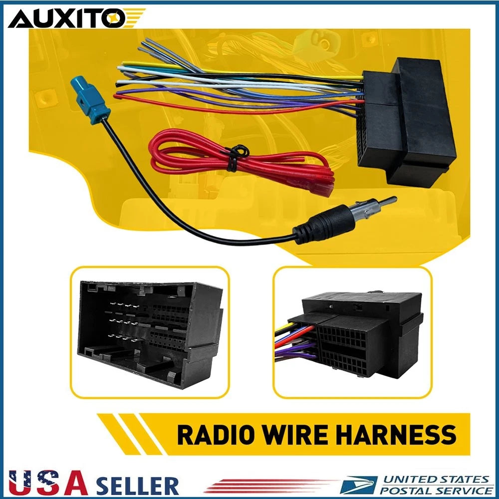 Car Stereo Radio Wire Harness Antenna Adapter for Dodge RAM 1500 2500 (2013–2019)