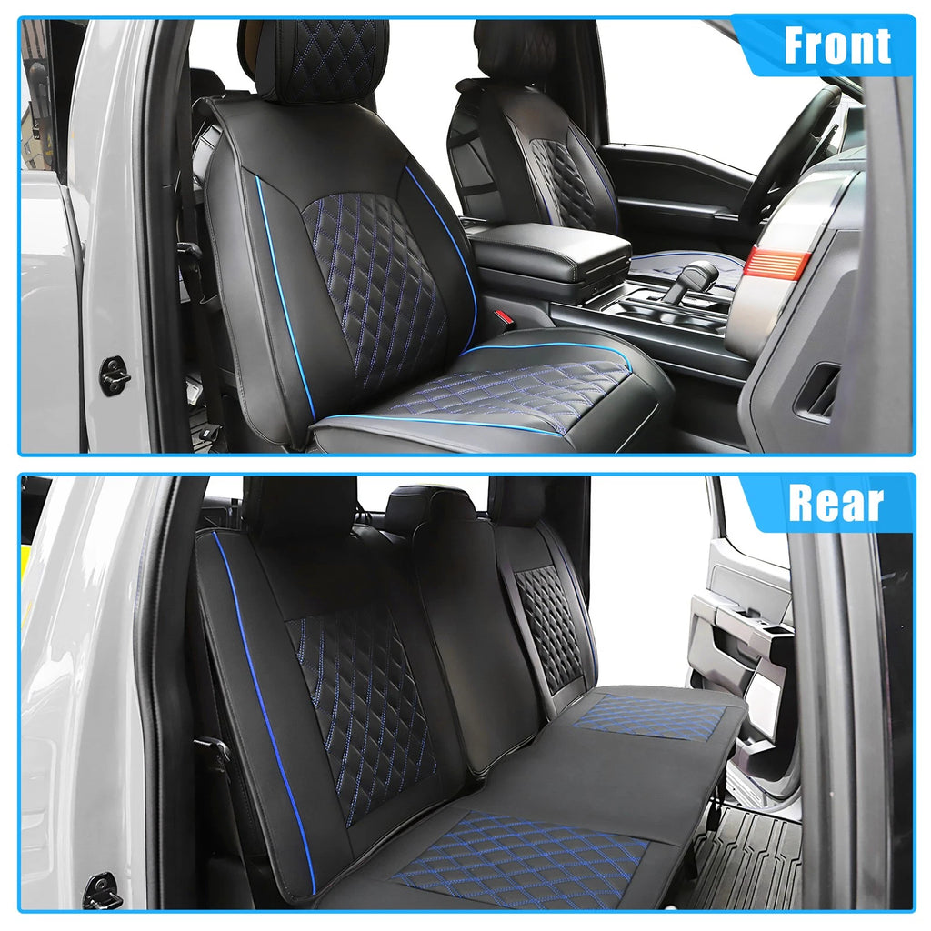 Set of 5 Front Rear Seat Covers for Toyota Tacoma (2005–2024) Black Blue