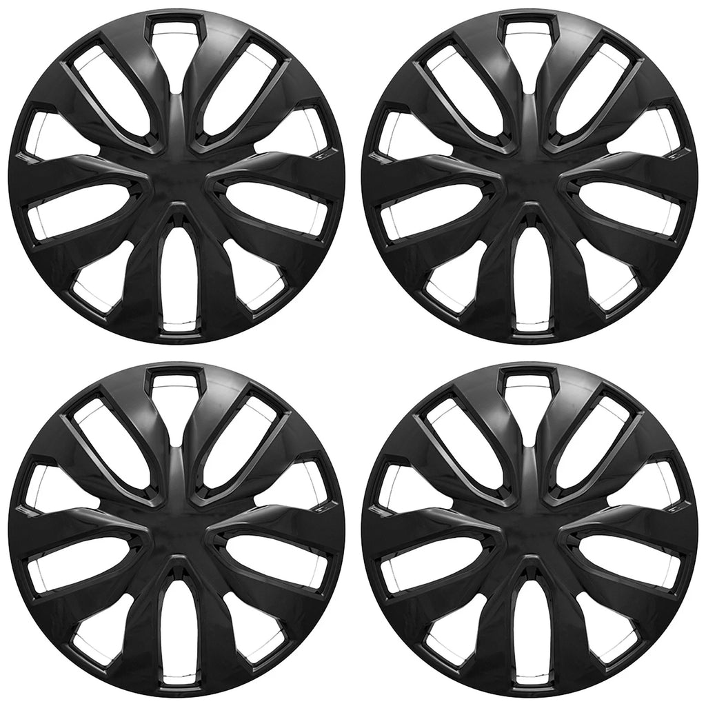 16" 10 Y Spoke Push On Gloss Black Wheel Cover Hubcaps - UARFH504