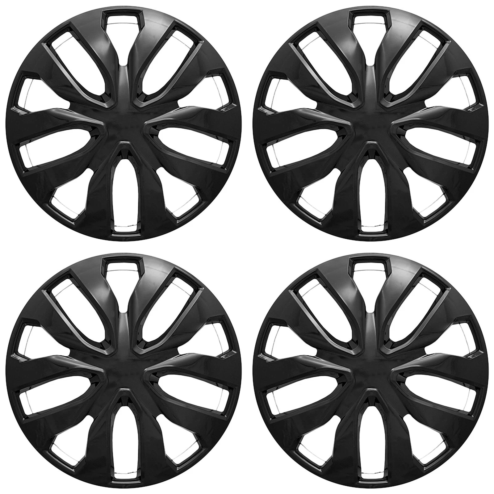 16" 10 Y Spoke Push On Gloss Black Wheel Cover Hubcaps - UARFH504