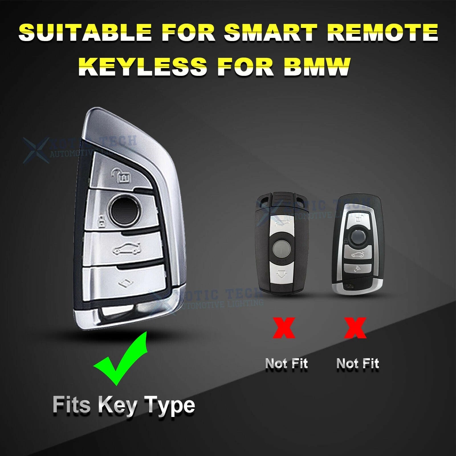 Smart Key Fob Shell Protect Cover Blue TPU Leather for BMW (2010-2019)