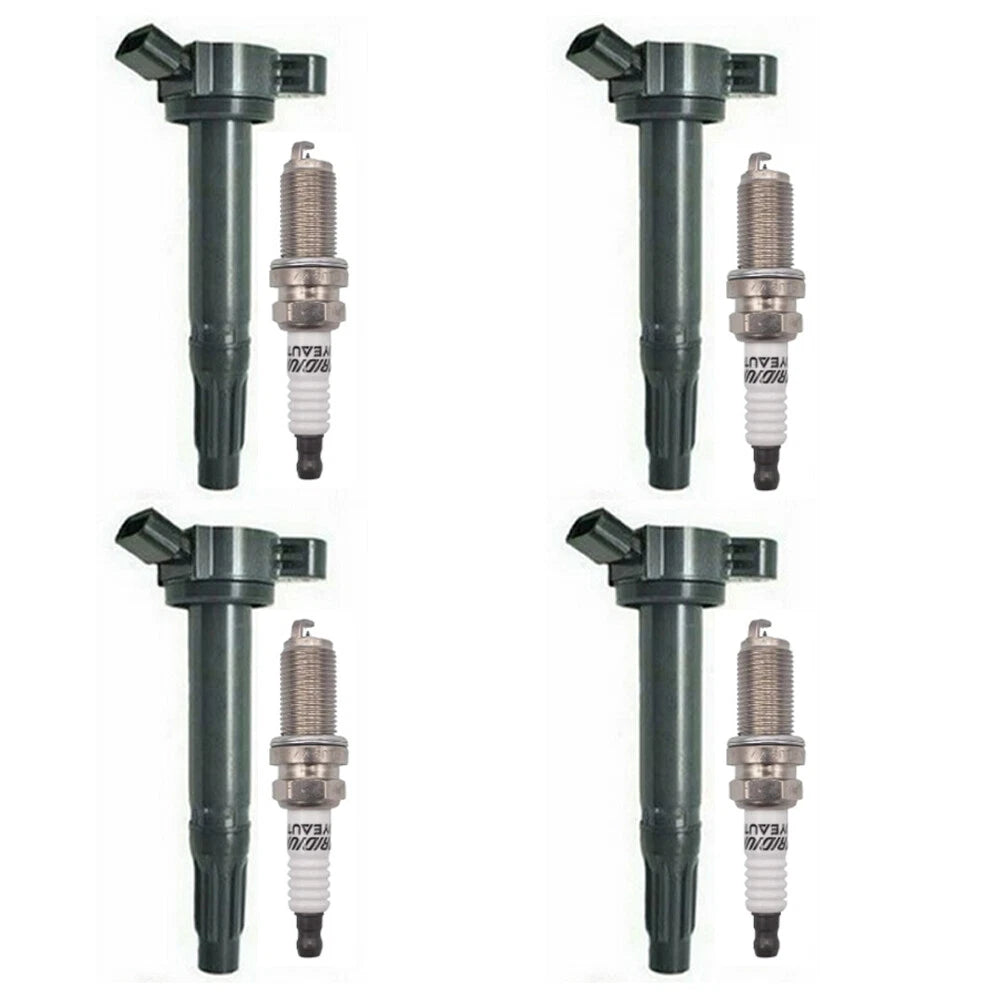 Set of 4 Ignition Coils + 4 Spark Plugs for Toyota Camry RAV4 (2010–2017)