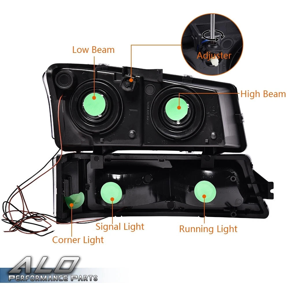 LED DRL Headlights and Signal Bumper Lamps for Chevy Silverado (2003–2006)