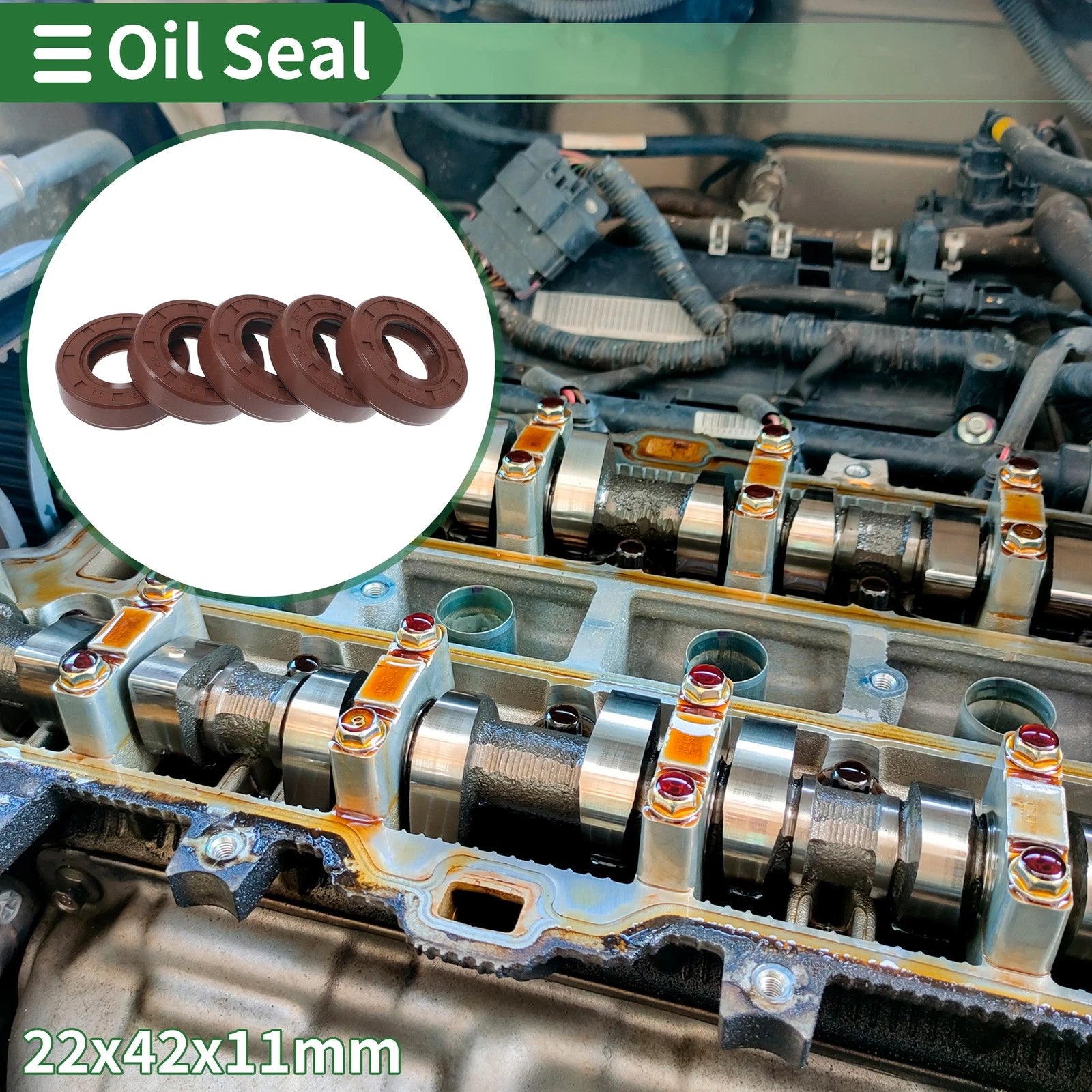 Set of 5 Oil Seal Rotary Shaft Seal FKM Rubber 22x42x11mm