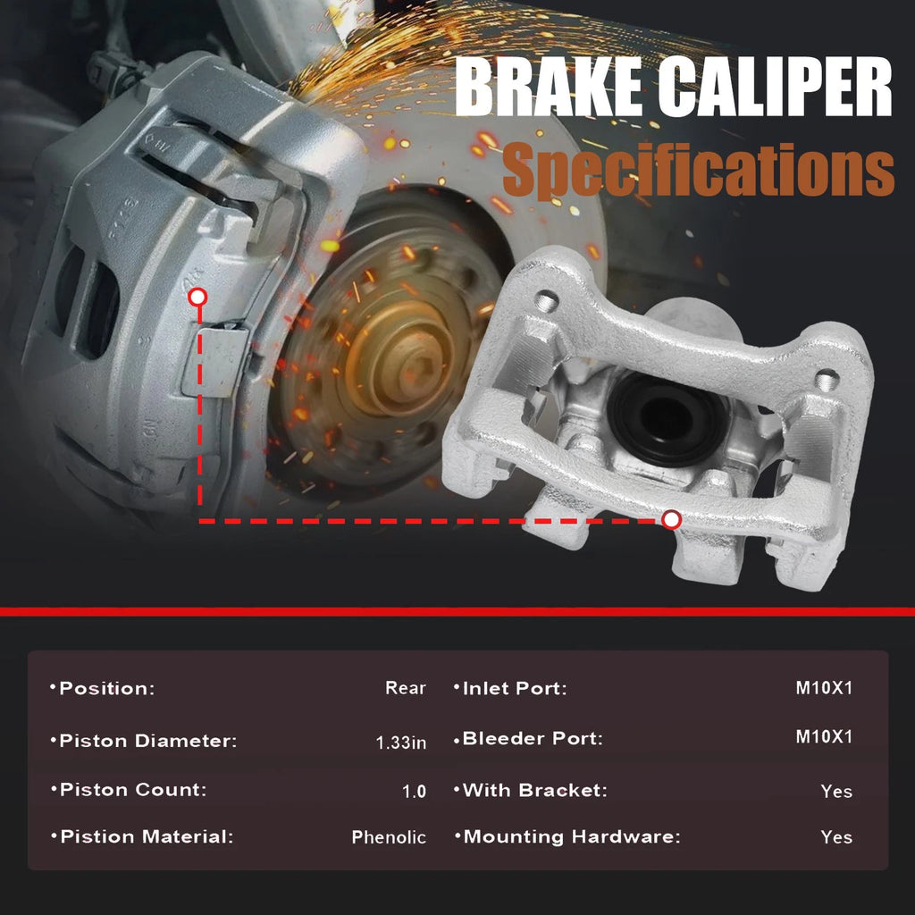 2x Rear Brake Calipers w/ Bracket for Hyundai Sonata Kia Optima (2011–2015)