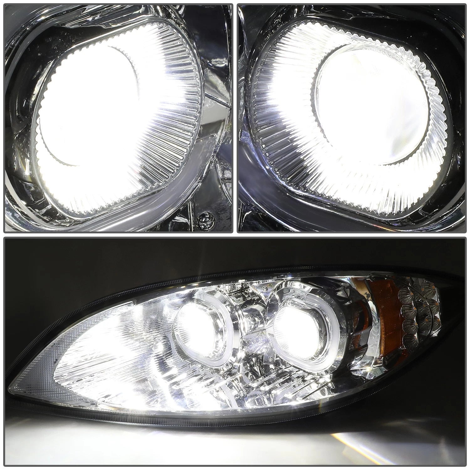 Chrome LED Projector Headlights for International Harvester ProStar (2009–2018)