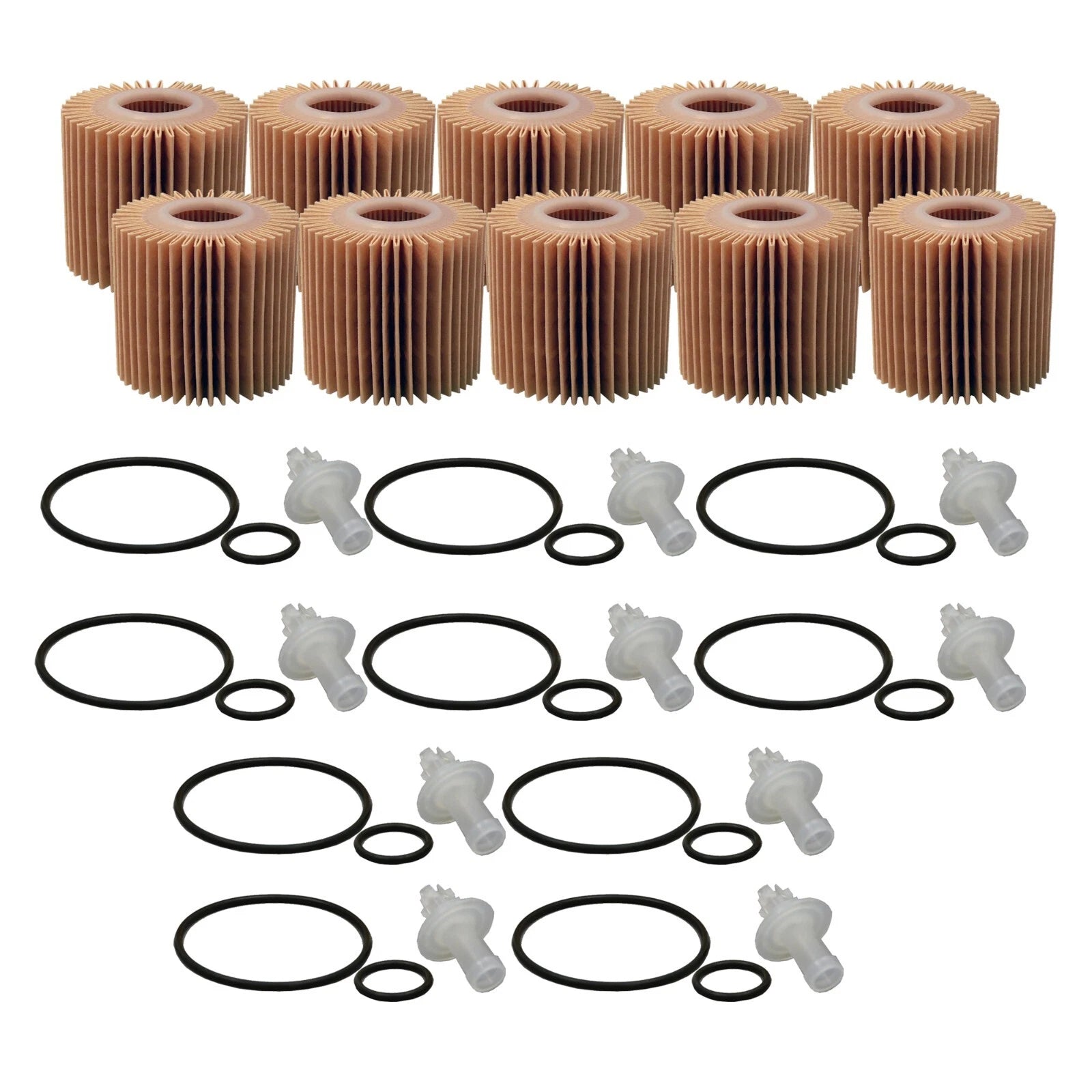 Set of 10 Engine Oil Filters for Lexus Scion Toyota (Metal Free)