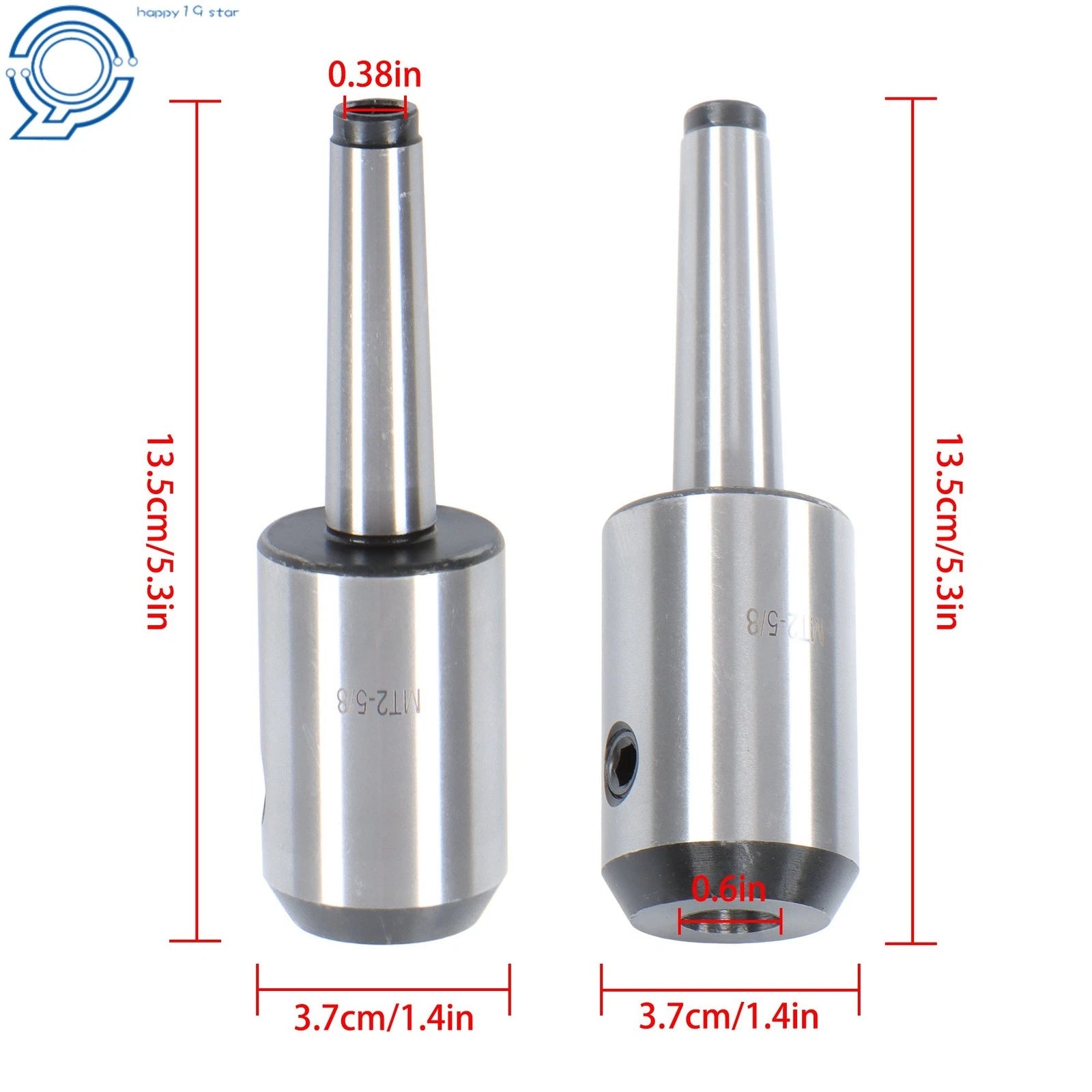 End Mill Holder Adapter for Milling Machine (MT2, 5/8")