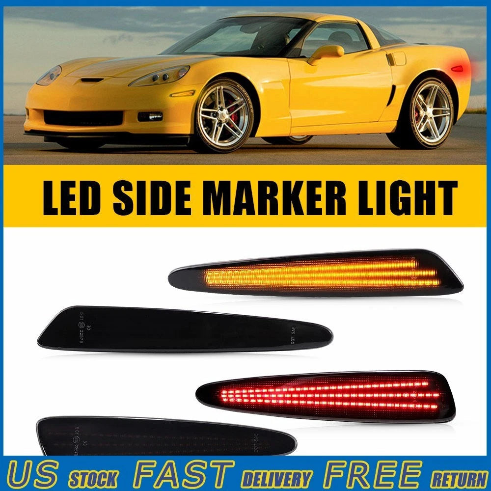 3X LED Side Marker Light for Chevy Corvette C6 Z06 (2005–2013) Amber Red
