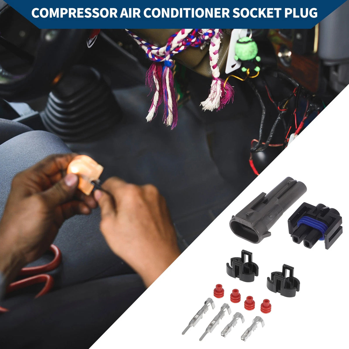 2 Pins Compressor Air Conditioner Socket Plug for Buick 
