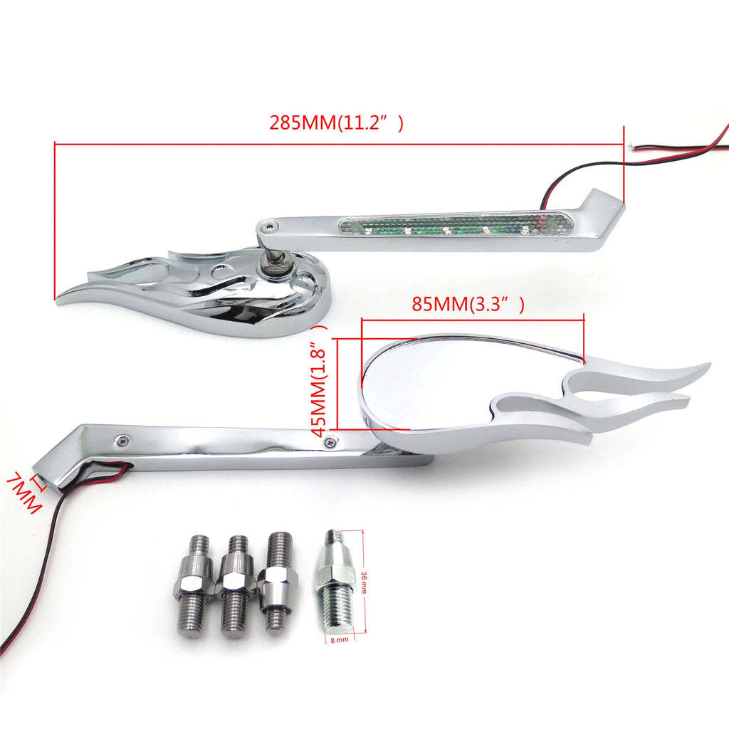 Flame LED Turn Signal Integrated Mirrors for Yamaha Cruiser Royal Star (All Years)