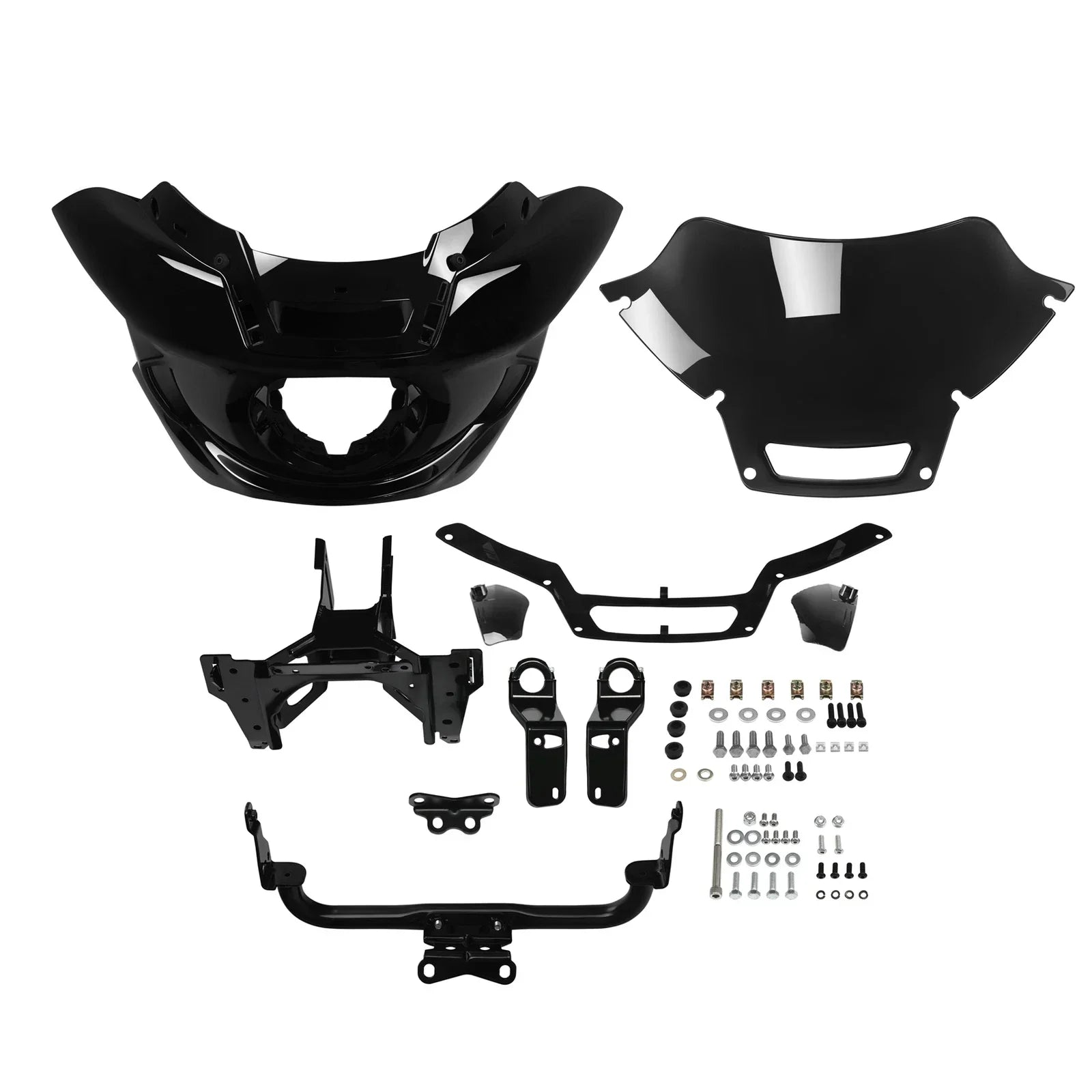 Black Front Fairing Windshield Support Bracket for Harley Low Rider (22-25)