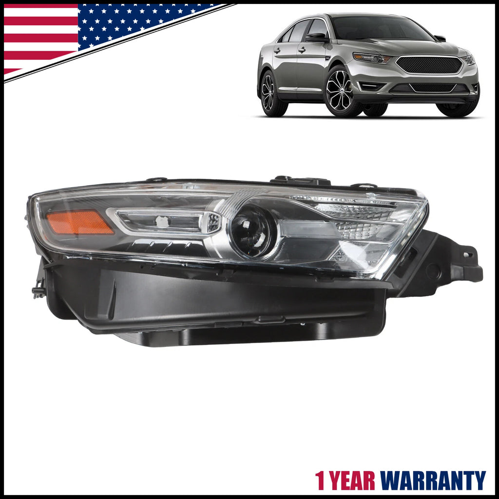 Halogen Headlight for Ford Taurus (2013–2014) w/Gray Trim Projector RH