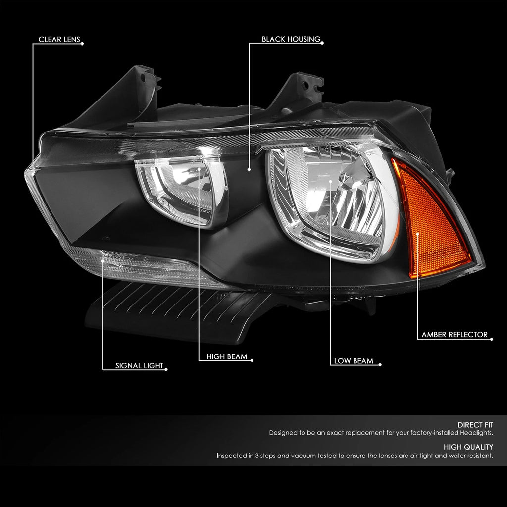 Headlight Set with Amber Corner & LED Fog Lights for Dodge Charger (2011–2014)