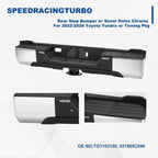 Chrome Rear Step Bumper with Sensor Holes & LED Back-Up Lamp for Toyota Tundra (2022–2026)