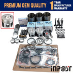 Overhaul Rebuild Kit for Yanmar 3D84, 3D84-3, 3TNE84, John Deere 3225, 3235