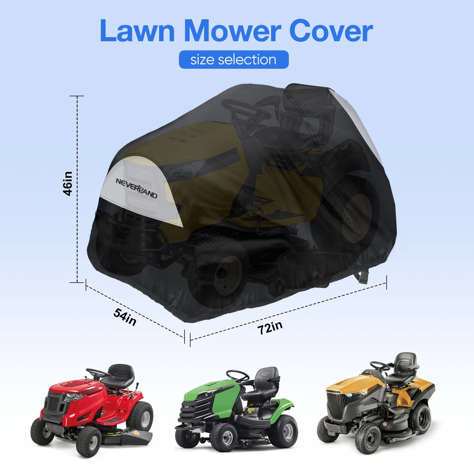 72" Waterproof Lawn Mower Cover for Yard Garden (Fits Most Models)