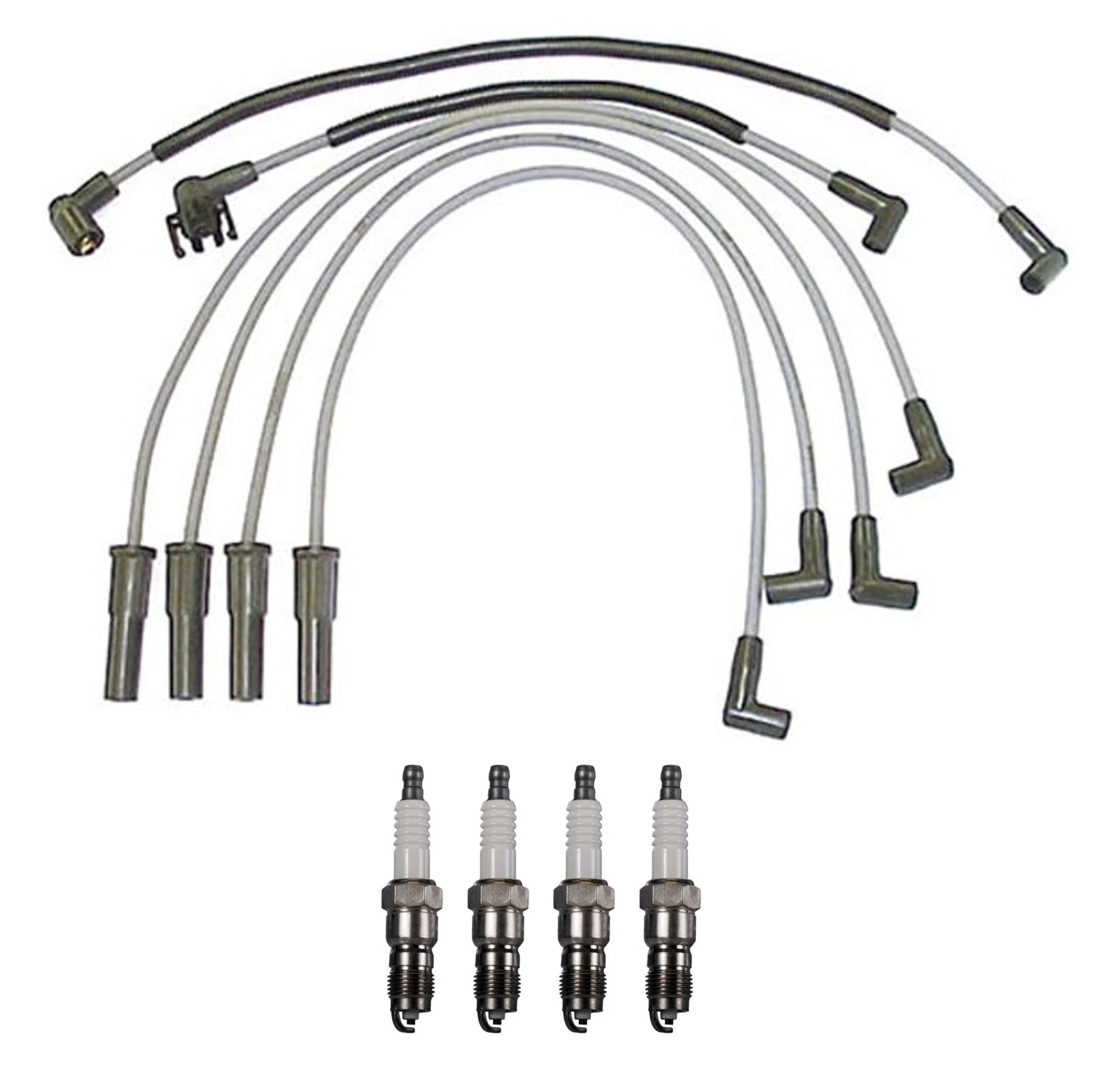 Denso 8mm Wire Set & 4 U-Groove Spark Plugs Kit for Ford Mercury L4
