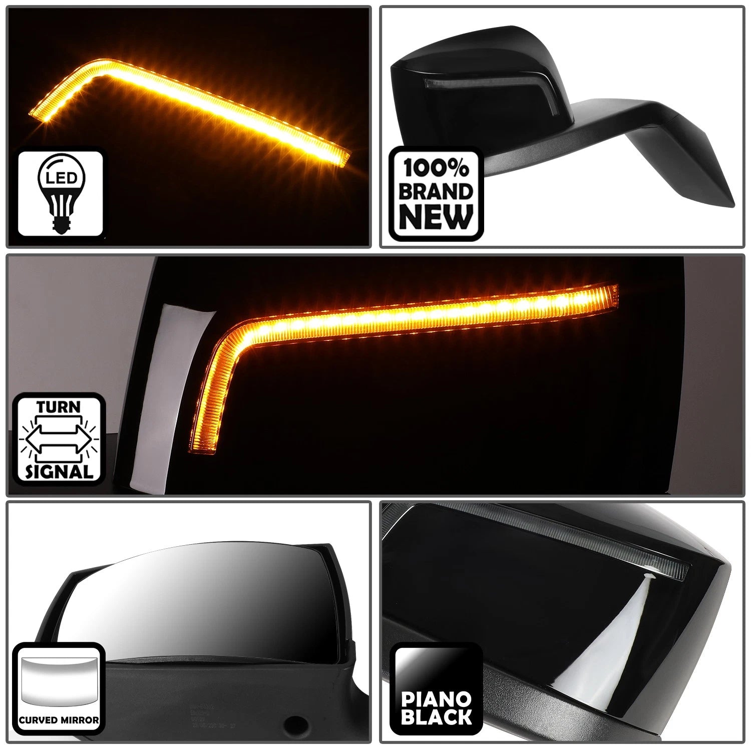 Sequential LED Signal Side Hood Mirror Chrome for Volvo VN (2004–2018)