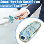 Key Fob Cover for Hyundai Tucson (2016–2023) 5 Button TPU Blue Porcelain Pattern