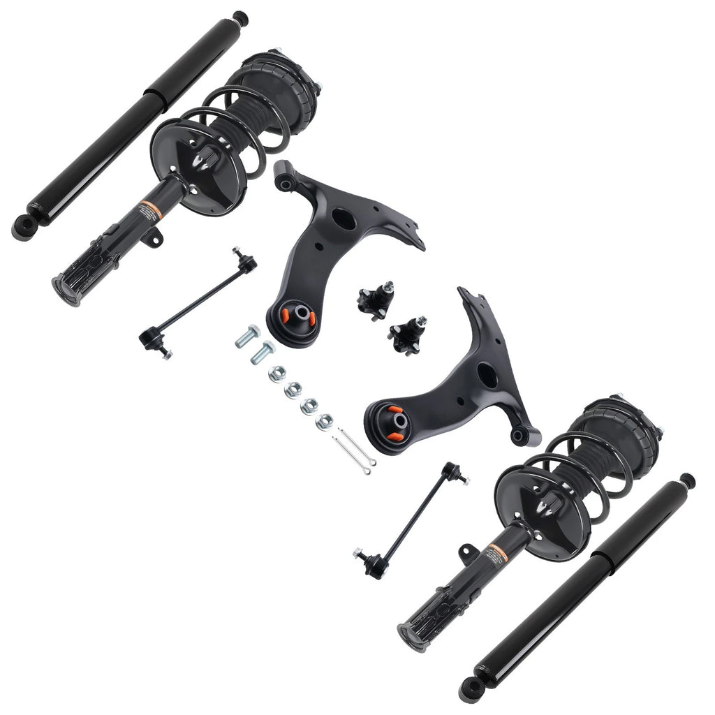 Set of 10 Front Strut Rear Shocks Control Arms Sway Bars for Toyota RAV4 (2001–2005)