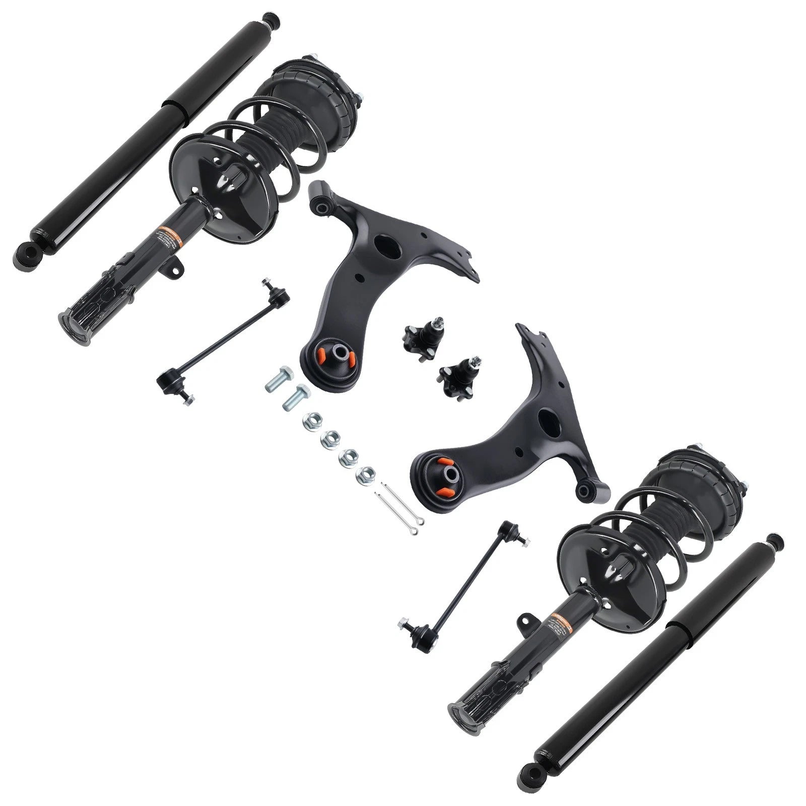 Set of 10 Front Strut Rear Shocks Control Arms Sway Bars for Toyota RAV4 (2001–2005)