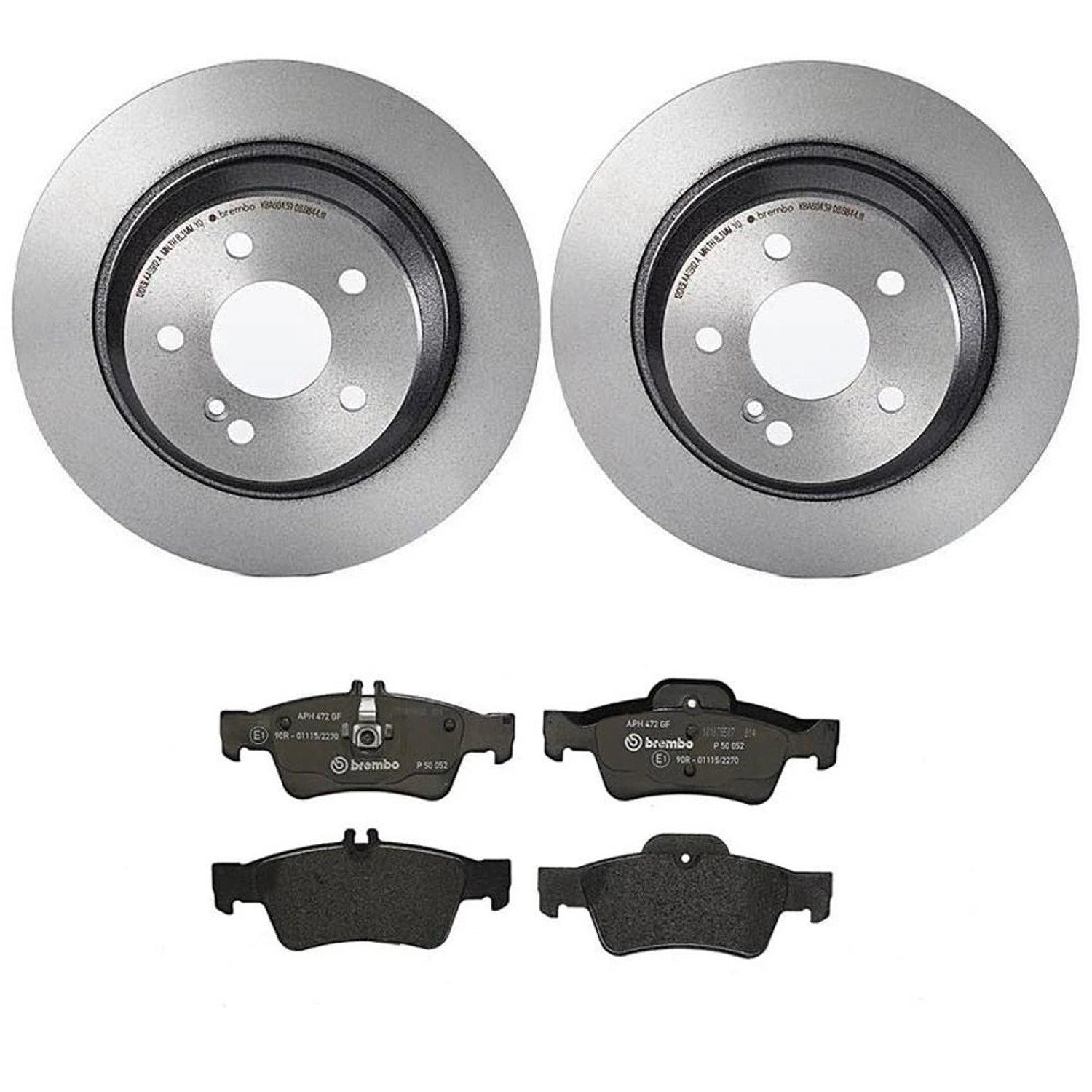Brembo Rear Brake Kit with Low-Met Pads & Coated Disc Rotors for MB R230 SL500 (2004–2006)