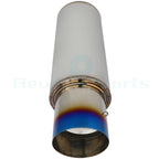 2.5" Inlet 4" Burnt Tip Chrome Stainless Exhaust Muffler Universal 19" Long