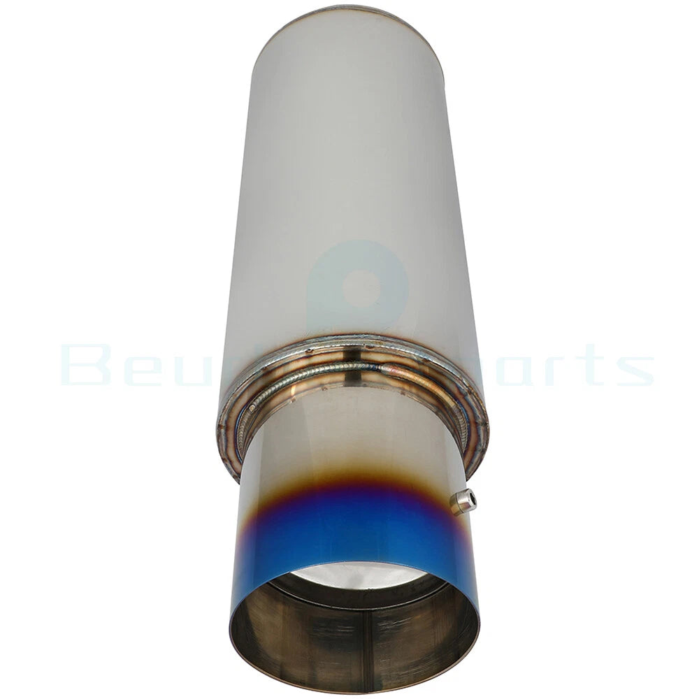 2.5" Inlet 4" Burnt Tip Chrome Stainless Exhaust Muffler Universal 19" Long