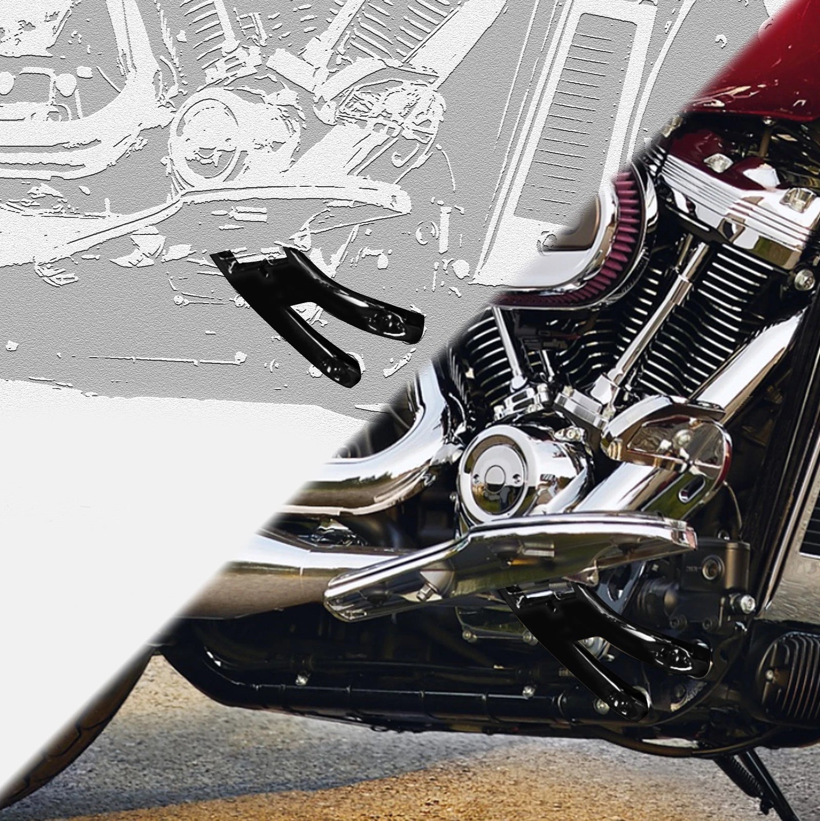 Driver Rider Footboard Mount Bracket for Harley Heritage Classic (2018–2023)