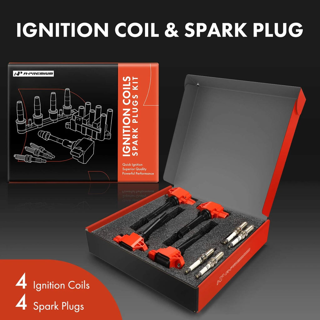 Set of 4 Ignition Coils & 4 Iridium Spark Plugs for Subaru Outback (2000–2023)