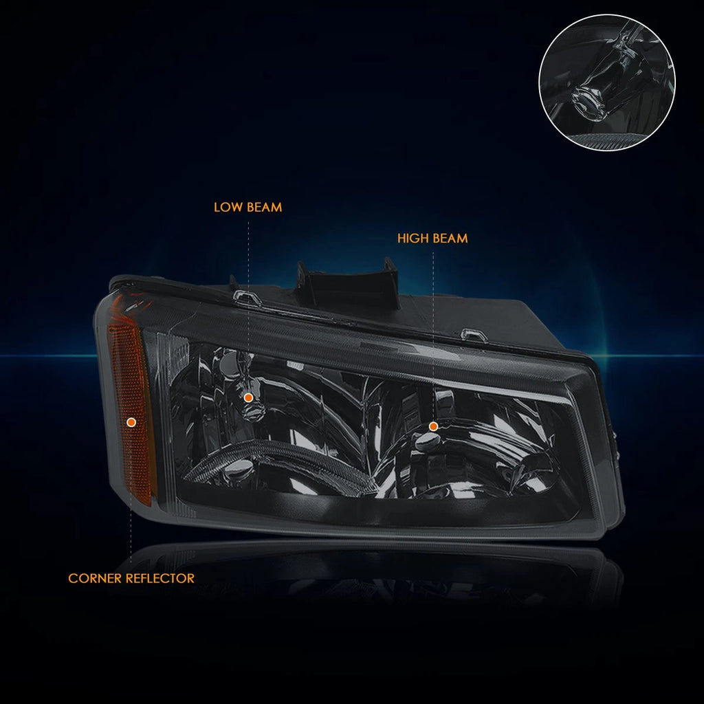 Upper Headlight Lamps Amber Corner Smoked for Chevy Silverado/Avalanche (2003–2006)