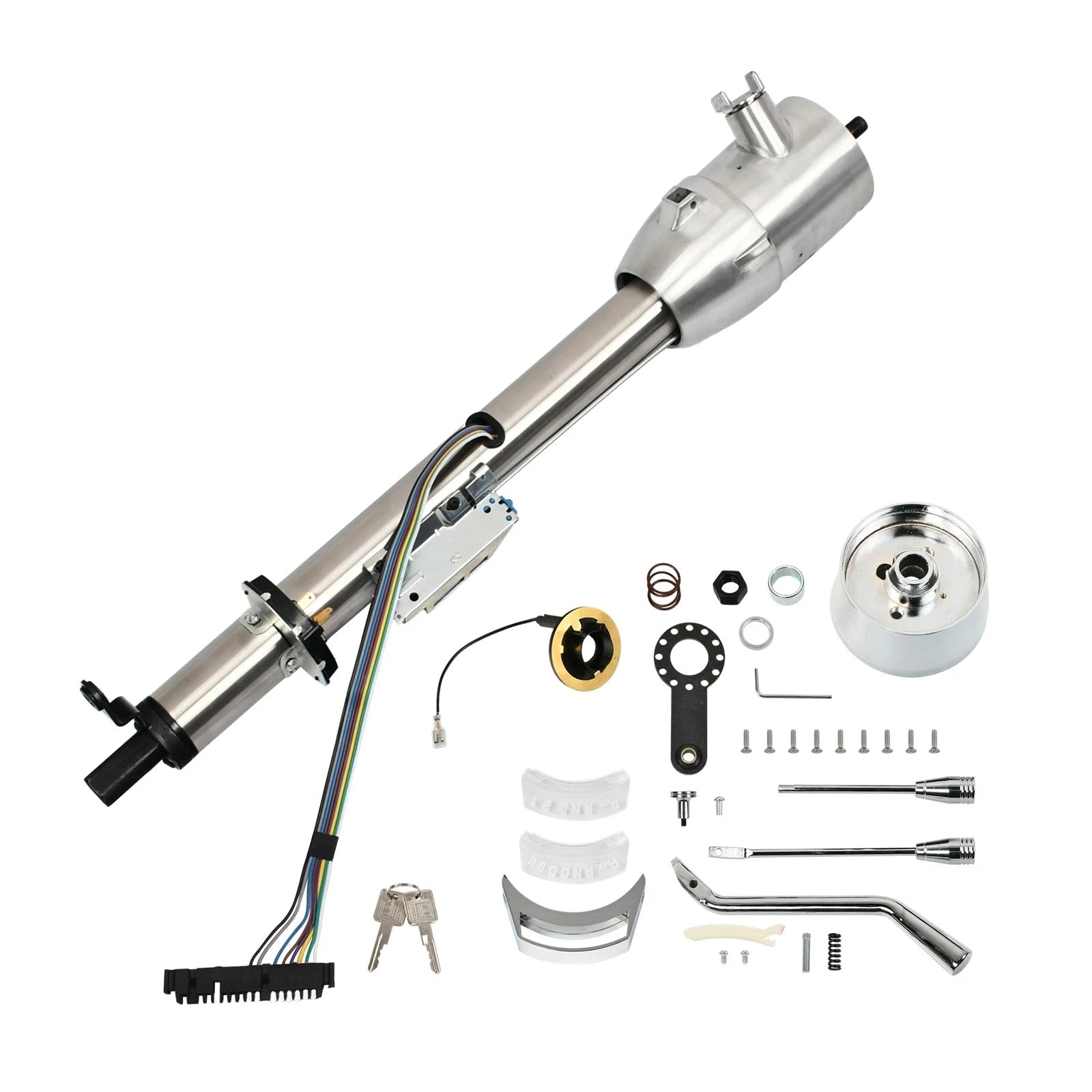 28" Stainless Steel Tilt Steering Column w/ Key & 9 Bolt Adapter