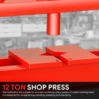 Adjustable Steel H-Frame Hydraulic Floor Press for Garage (12 Ton, 26400 lbs)