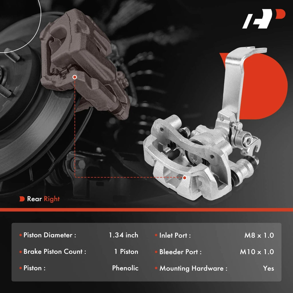 Rear Passenger Side Brake Caliper with Bracket for Kia Sephia Spectra (1994–2006)