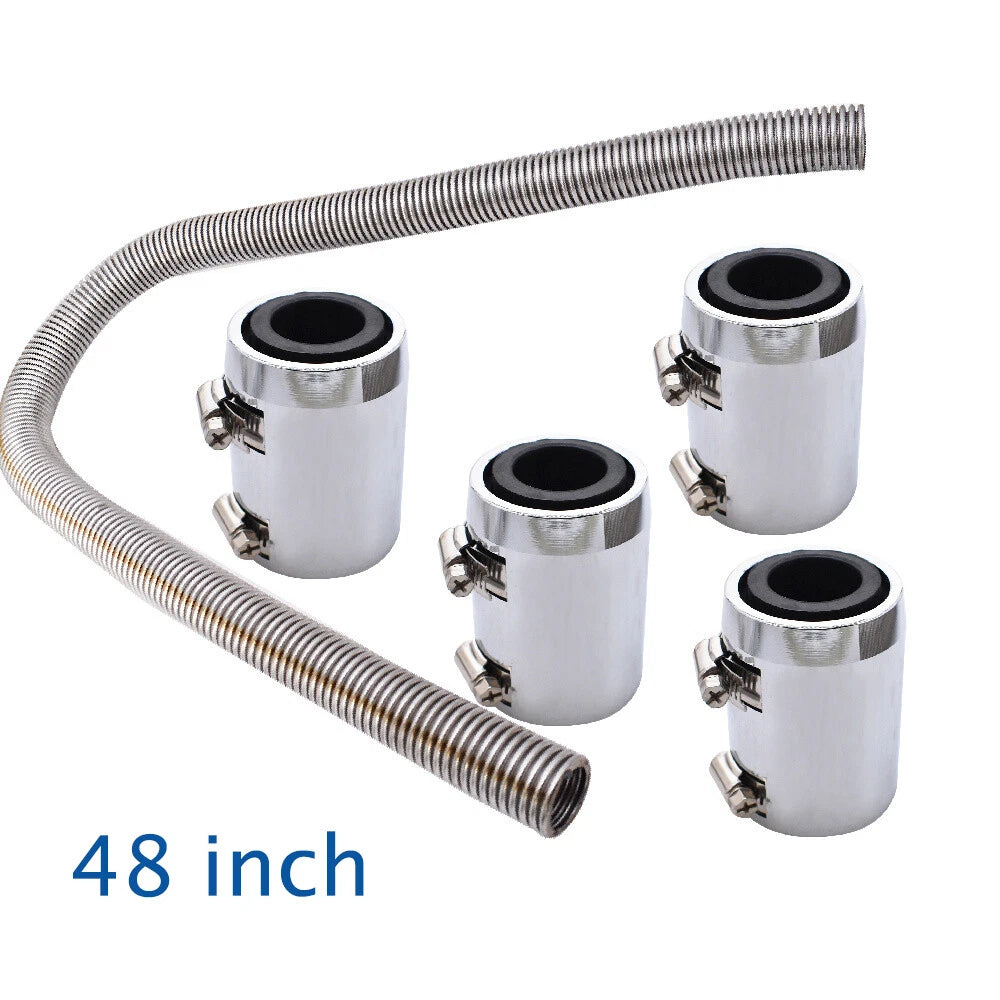 48" Stainless Steel Radiator Flexible Coolant Water Hose Kit