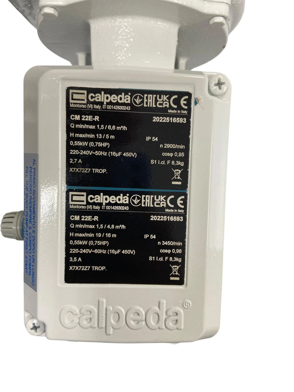 Centrifugal Pump Calpeda CM 22E-R 220-240V 50-60Hz 0.55kW