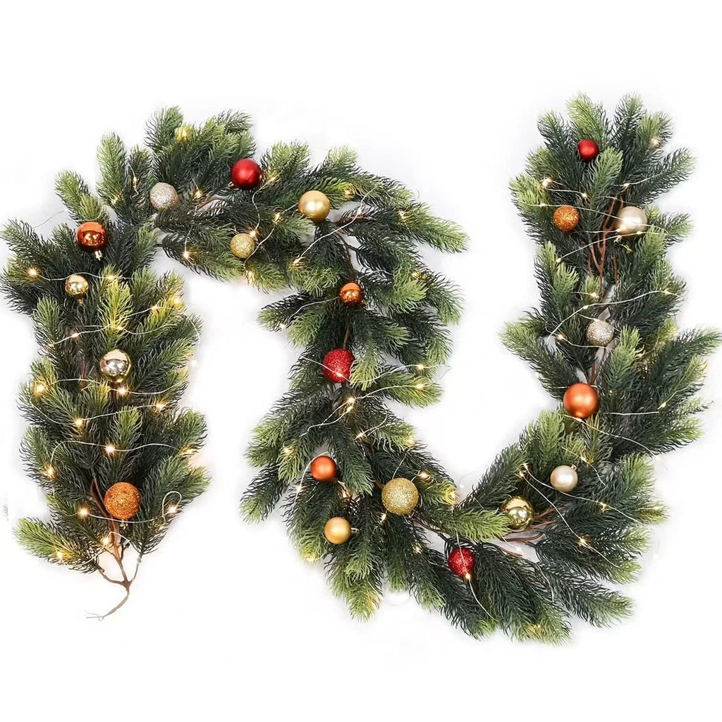 Christmas Garland w LED Light for Decor Outdoor Indoor Mantle Stairs Fireplace